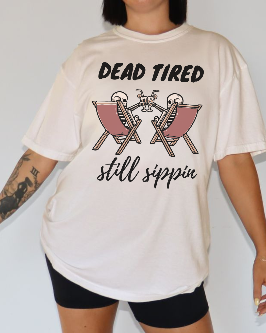 Dead Tired Still Sippin Shirt – Funny Coffee Ghost Tee for Fall