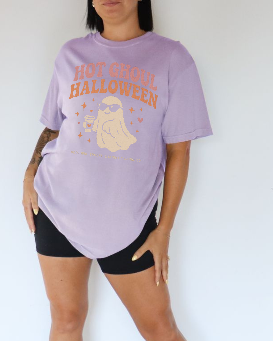 Hot Ghoul Halloween Shirt – Cute Oversized Ghost Tee for Women