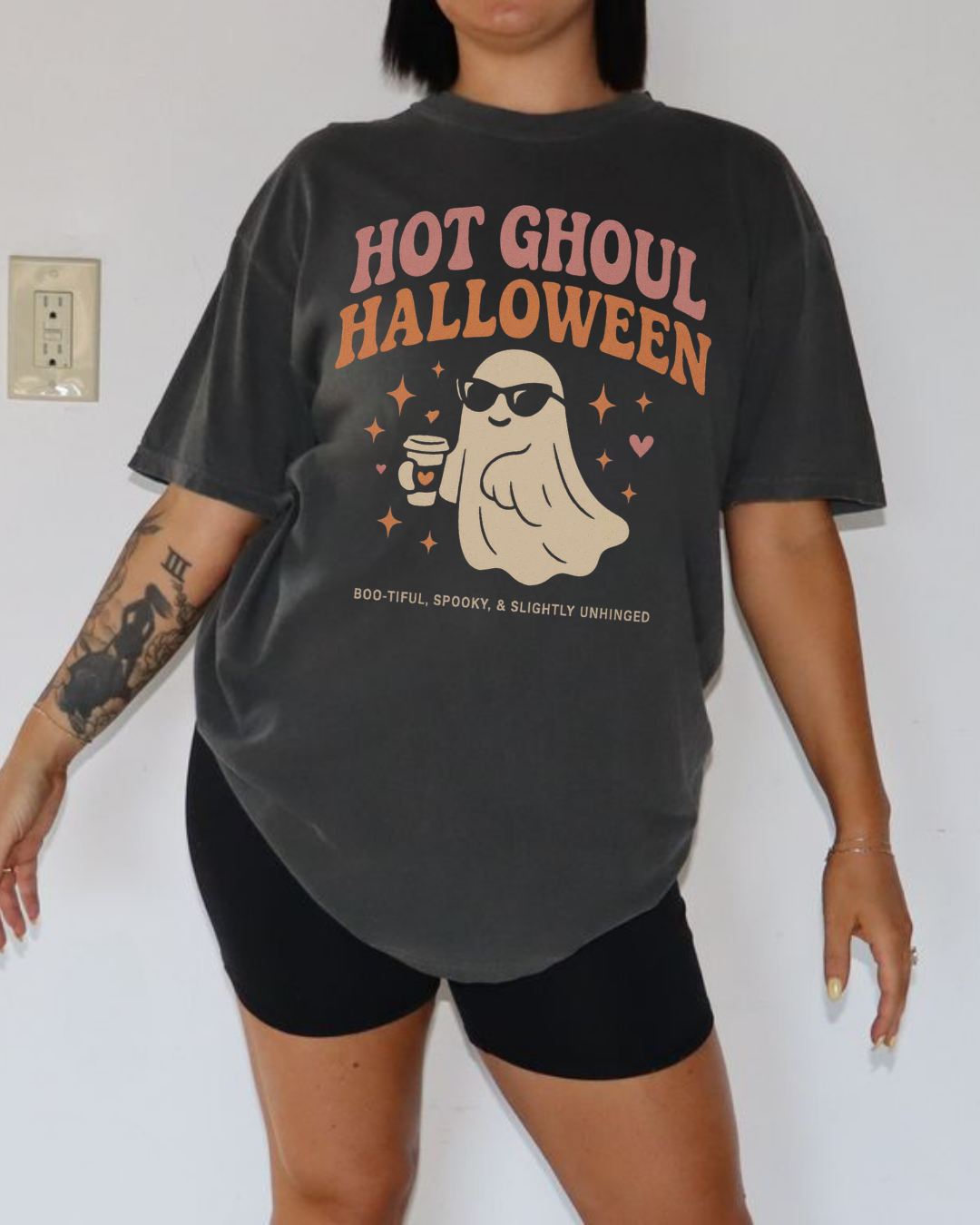 Hot Ghoul Halloween Shirt – Cute Oversized Ghost Tee for Women