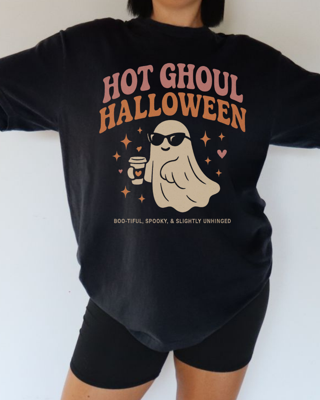 Hot Ghoul Halloween Shirt – Cute Oversized Ghost Tee for Women