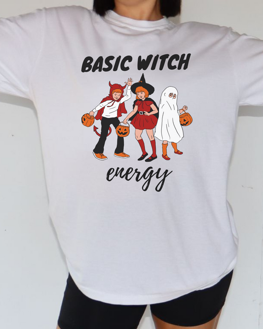 Basic Witch Energy Shirt – Trendy Halloween Tee for Women